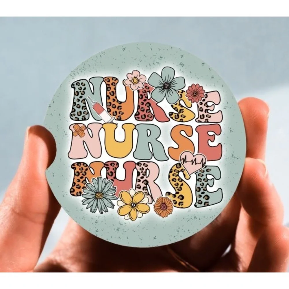 Set of 2 Car Coasters, Nurse Car Coaster, Neoprene Car‎ Coaster
